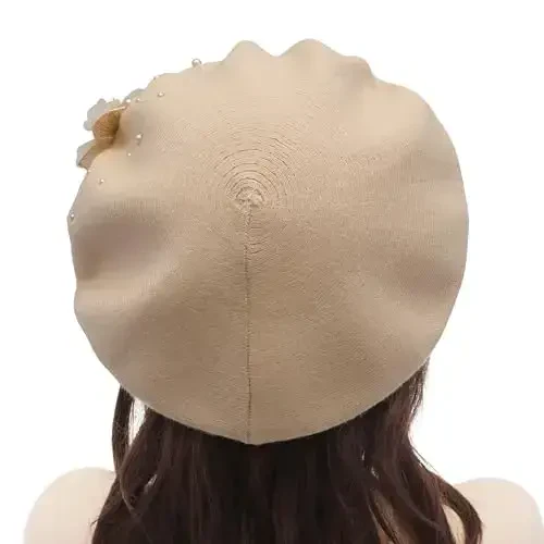 ZLYC Womens French Beret hat, Reversible Solid Color CasModazoneere Mosaic Warm Beret Cap for Girls - 3