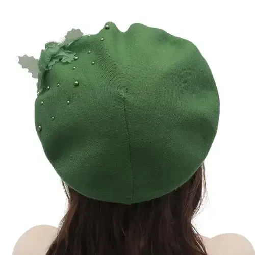 ZLYC Womens French Beret hat, Reversible Solid Color CasModazoneere Mosaic Warm Beret Cap for Girls - 3
