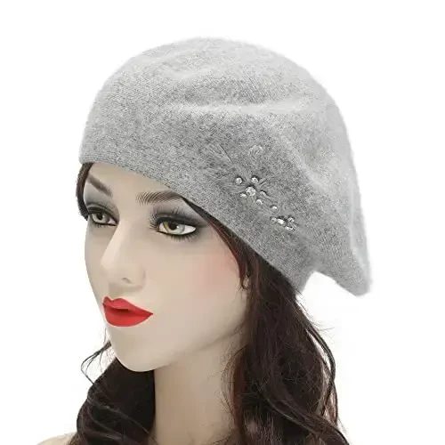 ZLYC Womens French Beret hat, Reversible Solid Color CasModazoneere Mosaic Warm Beret Cap for Girls - 2