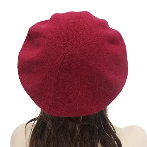 ZLYC Womens French Beret hat, Reversible Solid Color Mosaic Warm Beret Cap for Girls - 3