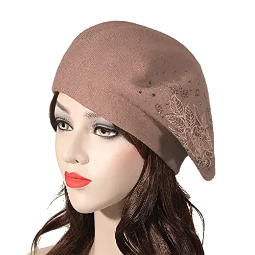 ZLYC Womens French Beret hat, Reversible Solid Color Mosaic Warm Beret Cap for Girls - ZLYC (1)