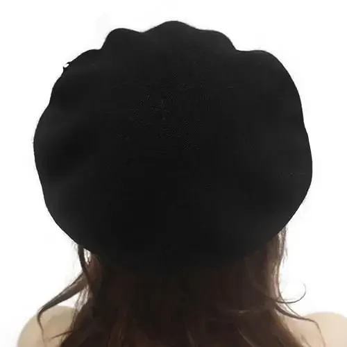 ZLYC Womens French Beret hat, Reversible Solid Color Mosaic Warm Beret Cap for Girls - 3