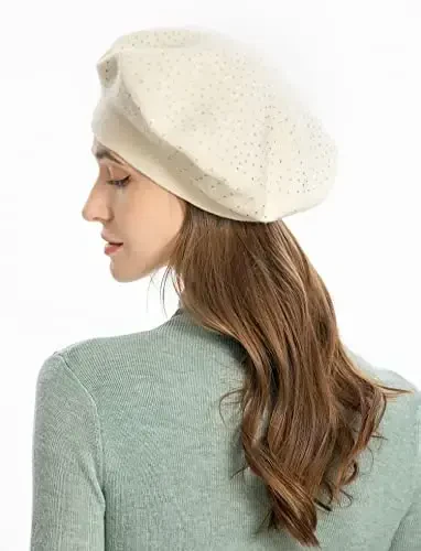 ZLYC Womens French Beret hat, Reversible Solid Color Mosaic Warm Beret Cap for Girls - 3
