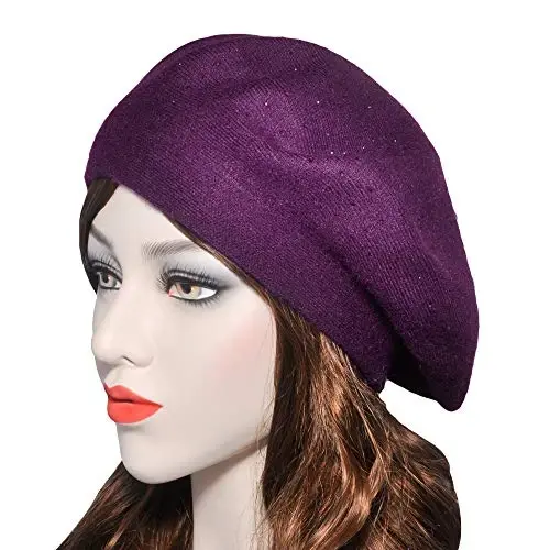 ZLYC Womens French Beret hat, Reversible Solid Color Mosaic Warm Beret Cap for Girls - ZLYC (1)