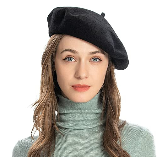 ZLYC Wool French Beret Hat Solid Color Beret Cap for Women Girls - 1