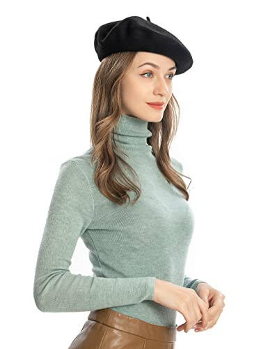 ZLYC Wool French Beret Hat Solid Color Beret Cap for Women Girls - 3