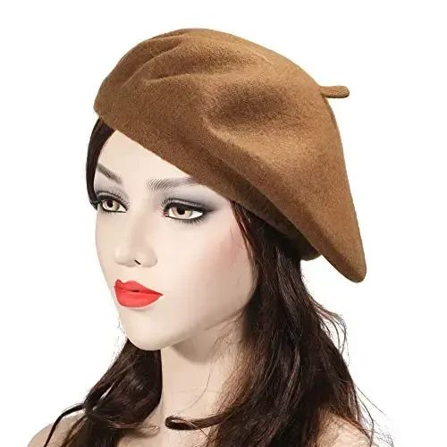 ZLYC Wool French Beret Hat Solid Color Beret Cap for Women Girls - 3