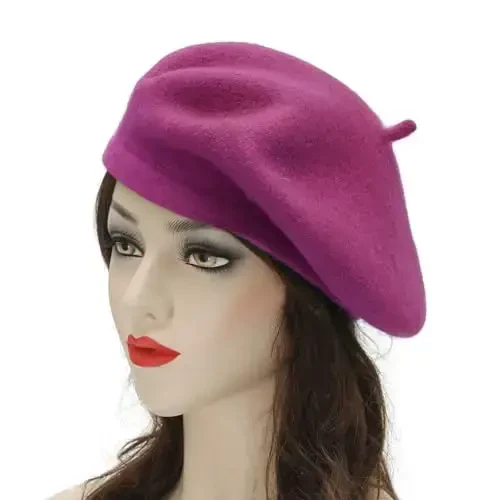 ZLYC Wool French Beret Hat Solid Color Beret Cap for Women Girls - 2