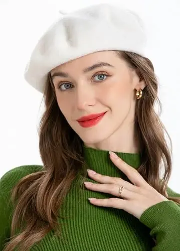 ZLYC Wool French Beret Hat Solid Color Beret Cap for Women Girls - 2