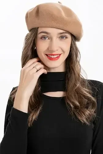 ZLYC Wool French Beret Hat Solid Color Beret Cap for Women Girls - 2