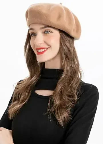 ZLYC Wool French Beret Hat Solid Color Beret Cap for Women Girls - 3