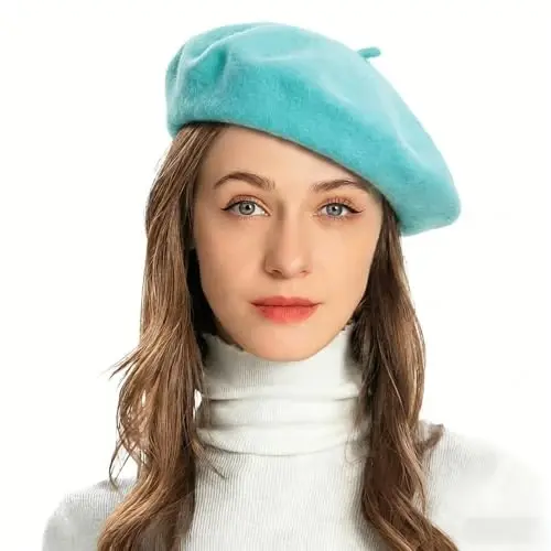 ZLYC Wool French Beret Hat Solid Color Beret Cap for Women Girls 