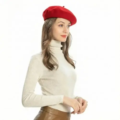 ZLYC Wool French Beret Hat Solid Color Beret Cap for Women Girls - 3