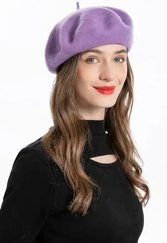 ZLYC Wool French Beret Hat Solid Color Beret Cap for Women Girls - 2