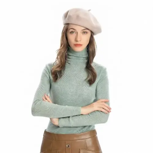 ZLYC Wool French Beret Hat Solid Color Beret Cap for Women Girls - 2