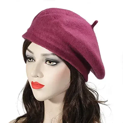 ZLYC Wool French Beret Hat Solid Color Beret Cap for Women Girls - 2