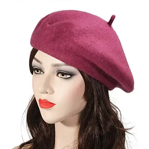 ZLYC Wool French Beret Hat Solid Color Beret Cap for Women Girls - 3