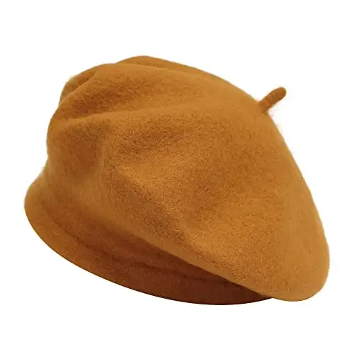 ZLYC Wool French Beret Hat Solid Color Beret Cap for Women Girls 