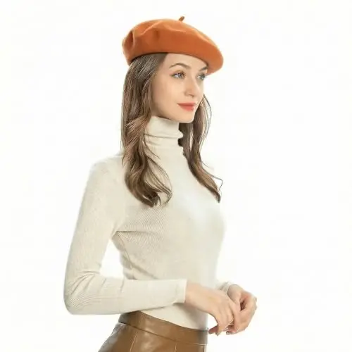 ZLYC Wool French Beret Hat Solid Color Beret Cap for Women Girls - 3