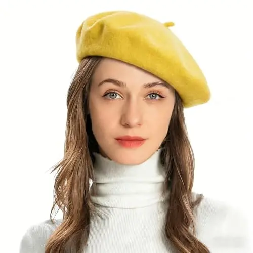 ZLYC Wool French Beret Hat Solid Color Beret Cap for Women Girls 
