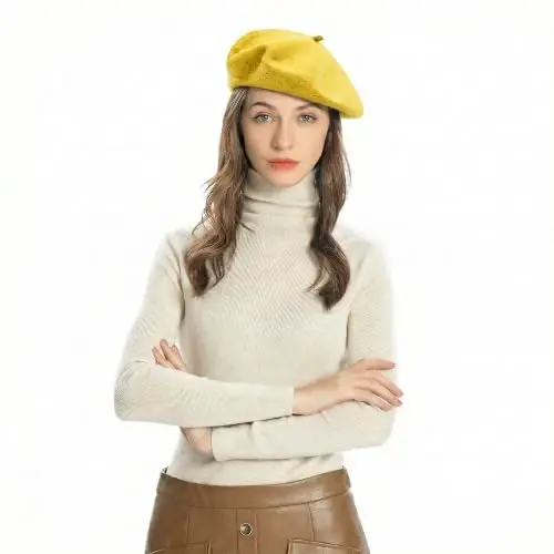 ZLYC Wool French Beret Hat Solid Color Beret Cap for Women Girls - ZLYC (1)