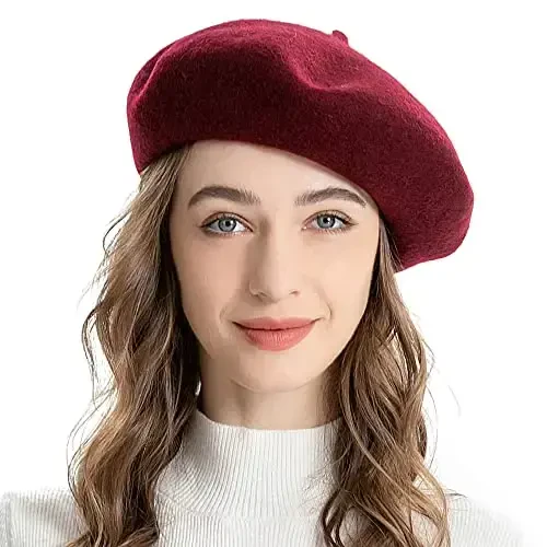 ZLYC Wool French Beret Hat Solid Color Beret Cap for Women Girls 