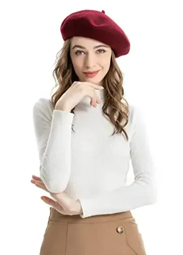ZLYC Wool French Beret Hat Solid Color Beret Cap for Women Girls - 3