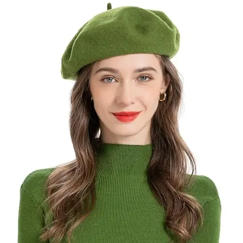 ZLYC Wool French Beret Hat Solid Color Beret Cap for Women Girls 