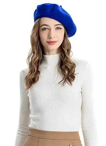 ZLYC Wool French Beret Hat Solid Color Beret Cap for Women Girls - 8