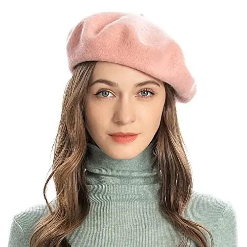 ZLYC Wool French Beret Hat Solid Color Beret Cap for Women Girls 