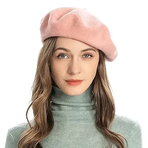 ZLYC Wool French Beret Hat Solid Color Beret Cap for Women Girls - 1