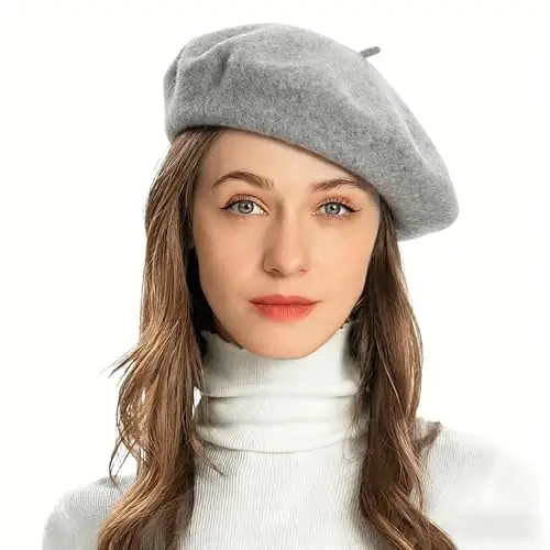 ZLYC Wool French Beret Hat Solid Color Beret Cap for Women Girls 