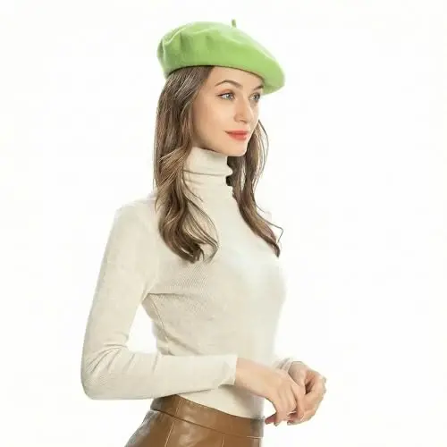 ZLYC Wool French Beret Hat Solid Color Beret Cap for Women Girls - 3