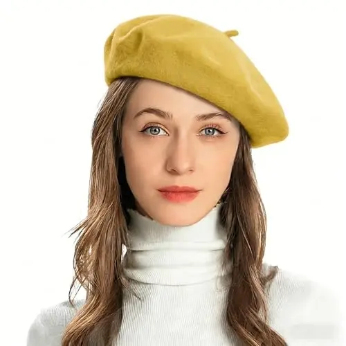 ZLYC Wool French Beret Hat Solid Color Beret Cap for Women Girls 