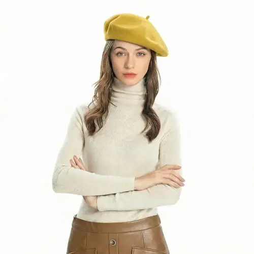 ZLYC Wool French Beret Hat Solid Color Beret Cap for Women Girls - ZLYC (1)