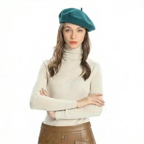 ZLYC Wool French Beret Hat Solid Color Beret Cap for Women Girls - 3
