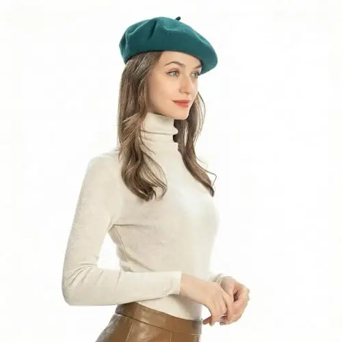 ZLYC Wool French Beret Hat Solid Color Beret Cap for Women Girls - 4