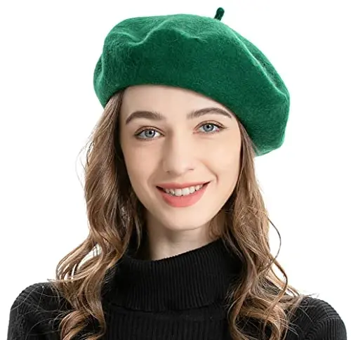 ZLYC Wool French Beret Hat Solid Color Beret Cap for Women Girls - 1