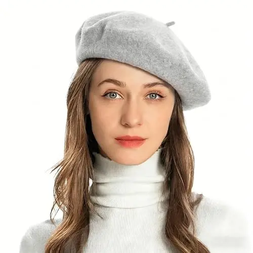ZLYC Wool French Beret Hat Solid Color Beret Cap for Women Girls - 1