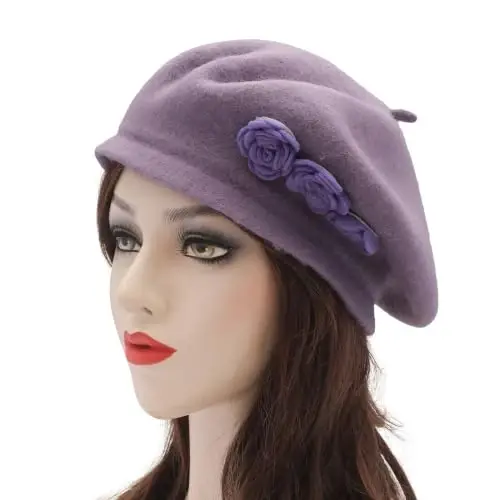 ZLYC Wool French Beret Hat Solid Color Classic Artist Cap for Women | soft warm,Parisian café daily styling, office blazer workwear, city travel photo shoot,festival vintage party artist costume - 3