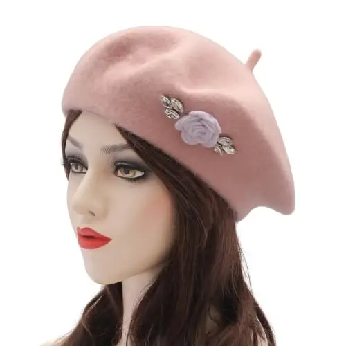 ZLYC Wool French Beret Hat Solid Color Classic Artist Cap for Women | soft warm,Parisian café daily styling, office blazer workwear, city travel photo shoot,festival vintage party artist costume - 3