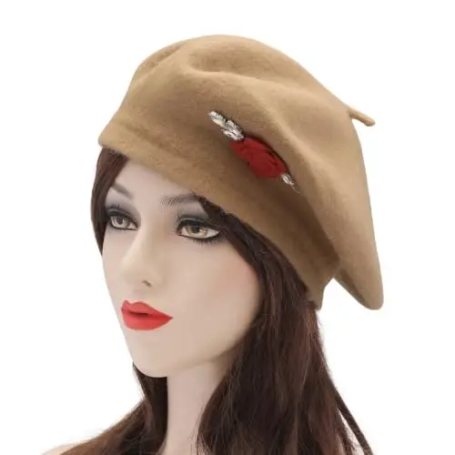 ZLYC Wool French Beret Hat Solid Color Classic Artist Cap for Women | soft warm,Parisian café daily styling, office blazer workwear, city travel photo shoot,festival vintage party artist costume - ZLYC (1)