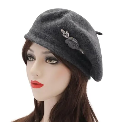 ZLYC Wool French Beret Hat Solid Color Classic Artist Cap for Women | soft warm,Parisian café daily styling, office blazer workwear, city travel photo shoot,festival vintage party artist costume - ZLYC (1)