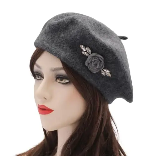ZLYC Wool French Beret Hat Solid Color Classic Artist Cap for Women | soft warm,Parisian café daily styling, office blazer workwear, city travel photo shoot,festival vintage party artist costume - 3