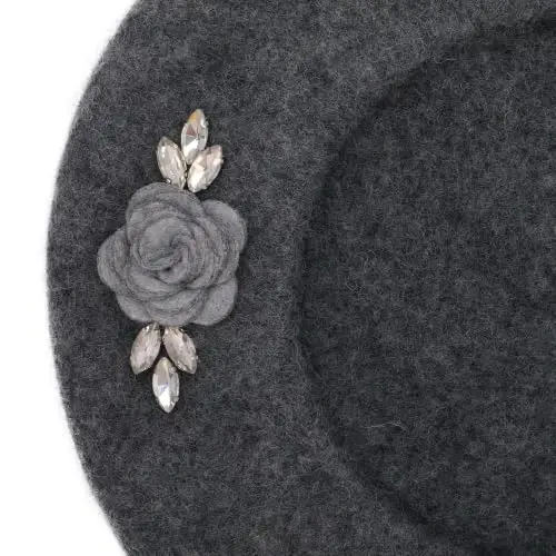 ZLYC Wool French Beret Hat Solid Color Classic Artist Cap for Women | soft warm,Parisian café daily styling, office blazer workwear, city travel photo shoot,festival vintage party artist costume - 5
