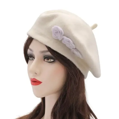 ZLYC Wool French Beret Hat Solid Color Classic Artist Cap for Women | soft warm,Parisian café daily styling, office blazer workwear, city travel photo shoot,festival vintage party artist costume - 2