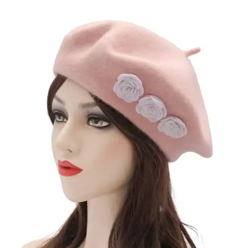 ZLYC Wool French Beret Hat Solid Color Classic Artist Cap for Women | soft warm,Parisian café daily styling, office blazer workwear, city travel photo shoot,festival vintage party artist costume - 3