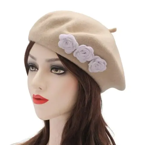ZLYC Wool French Beret Hat Solid Color Classic Artist Cap for Women | soft warm,Parisian café daily styling, office blazer workwear, city travel photo shoot,festival vintage party artist costume - ZLYC (1)