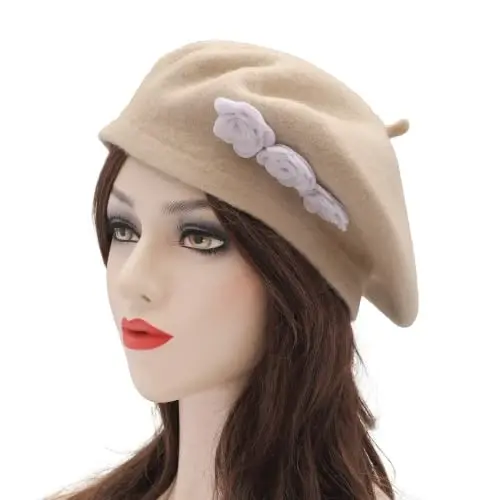 ZLYC Wool French Beret Hat Solid Color Classic Artist Cap for Women | soft warm,Parisian café daily styling, office blazer workwear, city travel photo shoot,festival vintage party artist costume - 3