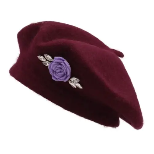 ZLYC Wool French Beret Hat Solid Color Classic Artist Cap for Women | soft warm,Parisian café daily styling, office blazer workwear, city travel photo shoot,festival vintage party artist costume - 1